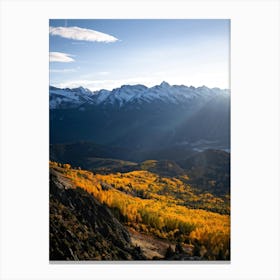 Alpine Landscape Unfurls Across Panoramic Canvas Autumn Colors Drape The Mountain Slopes Fiery Map (5) Canvas Print