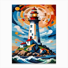 Lighthouse Cubism Abstract Canvas Print