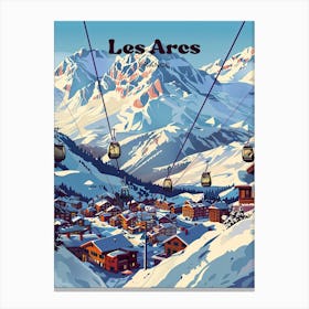 Les Arcs France Winter Resort Digital Travel Art Canvas Print