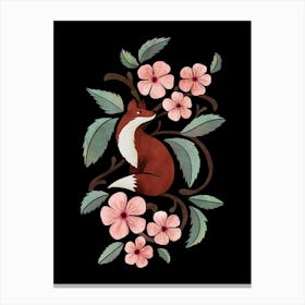 Fox And Cherry Blossoms Canvas Print