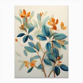 Blue And Orange Flowers Canvas Print