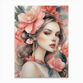 Girl With Flowers 3 Canvas Print