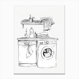 Washer and Dryer Duo line drawing Canvas Print
