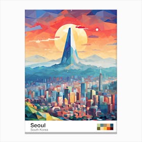 Seoul, South Korea, Geometric Illustration 3 Poster Canvas Print