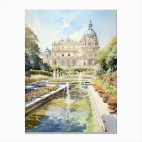 Mirabell Palace Gardens Austria Watercolour 2  Canvas Print