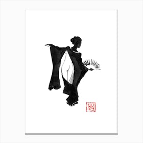 Geisha Black Nude Canvas Print