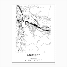 Muttenz,Switzerland Minimalist Map Canvas Print