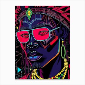 Afrofuturism Head Portrait - Neon Illustration Toile