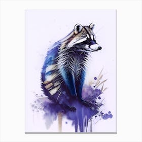 Blue Abstract Raccoon Watercolour Canvas Print