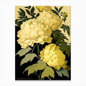 Sarah Bernhardt Peonies Yellow Vintage Sketch Canvas Print