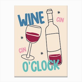 Wine Gin Clock Canvas Print