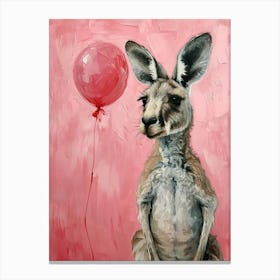 Cute Kangaroo 1 With Balloon Canvas Print