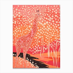 Abstract Giraffe Orange & Pink Portrait 1 Canvas Print