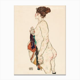 Standing Nude Woman With A Patterned Robe (1917), Egon Schiele Canvas Print