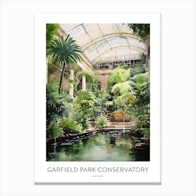 Garfield Park Conservatory Chicago Watercolour Travel Poster Canvas Print