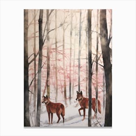 Winter Watercolour Red Wolf 3 Canvas Print