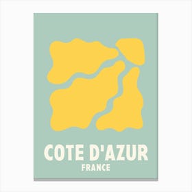 Cote D Azur, France, Graphic Style Poster 2 Canvas Print