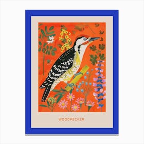 Spring Birds Poster Woodpecker 1 Canvas Print