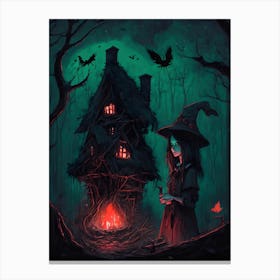 Dark Forest Witch Cottage Canvas Print
