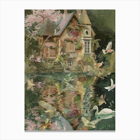 Collage Pond Monet Fairies Scrapbook 6 Canvas Print