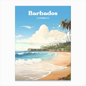 Barbados Caribbean Island Travel Illustration Canvas Print