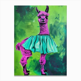 Animal Party: Crumpled Cute Critters with Cocktails and Cigars Llama In A Dress Canvas Print