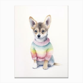Baby Animal Watercolour Wolf 1 Canvas Print