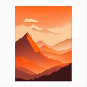 Misty Mountains Vertical Composition In Orange Tone 362 Canvas Print