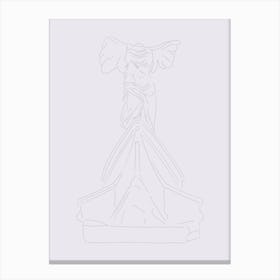 The Winged Victory of Samothrace (The Goddess Nike) Line Drawing - Purple Canvas Print