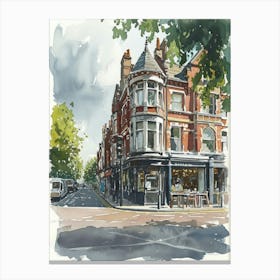 Wandsworth London Borough   Street Watercolour 4 Canvas Print