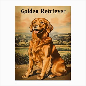 Golden Retriever Vintage Canvas Print