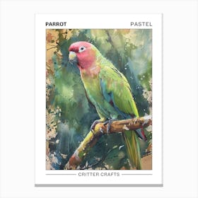 Parrot Pastel Watercolour 3 Poster Stampe su tela