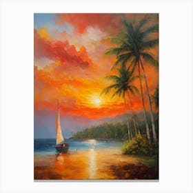 Sunset At The Beach Canvas Print