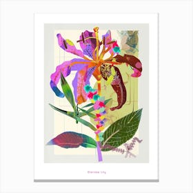 Gloriosa Lily 4 Neon Flower Collage Poster Canvas Print