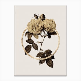 Gold Ring Italian Damask Rose Glitter Botanical Illustration n.0329 Canvas Print