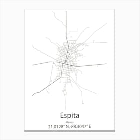 Espita,Mexico Minimalist Map Canvas Print