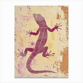 Magenta Golden Gecko Block Print 2 Canvas Print
