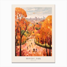 Autumn City Park Painting Montjuc Park Barcelona 1 Poster Canvas Print