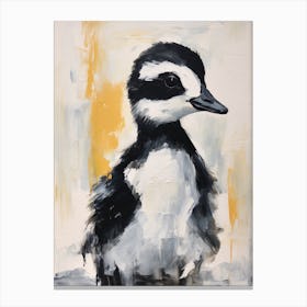Black White & Yellow Duckling Gouache 2 Canvas Print