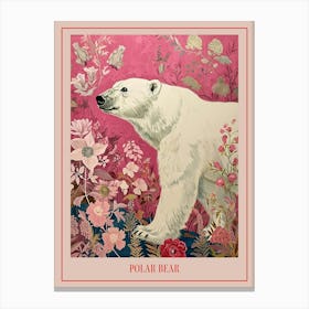 Floral Animal Painting Polar Bear 2 Poster Canvas Print