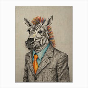 Zebra In Suit Canvas Print