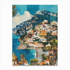 Amalfi Italy   Retro Collage Style 3 Canvas Print
