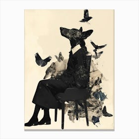 Woman And A Dog Canvas Print