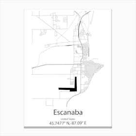 Escanaba,United States Minimalist Map Canvas Print