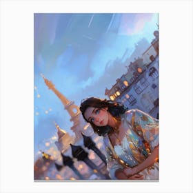 Eiffel Tower N The lady Canvas Print