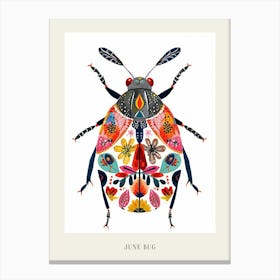 Colourful Insect Illustration June Bug 10 Poster Canvas Print