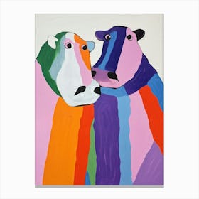 Colourful Kids Animal Art Hippopotamus 5 Canvas Print