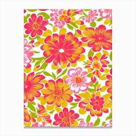 Peppermint Floral Print Retro Pattern 2 Flower Canvas Print