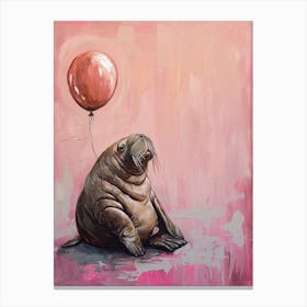 Cute Walrus 4 With Balloon Canvas Print