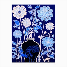 Blue Flower Illustration Queen Annes Lace 5 Canvas Print